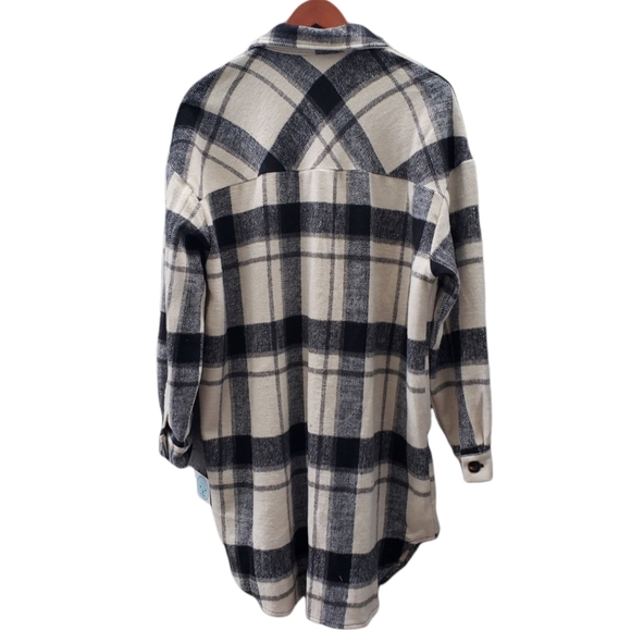 Plaid Drop Shoulder Button Oversized Coat - Picture 10 of 12